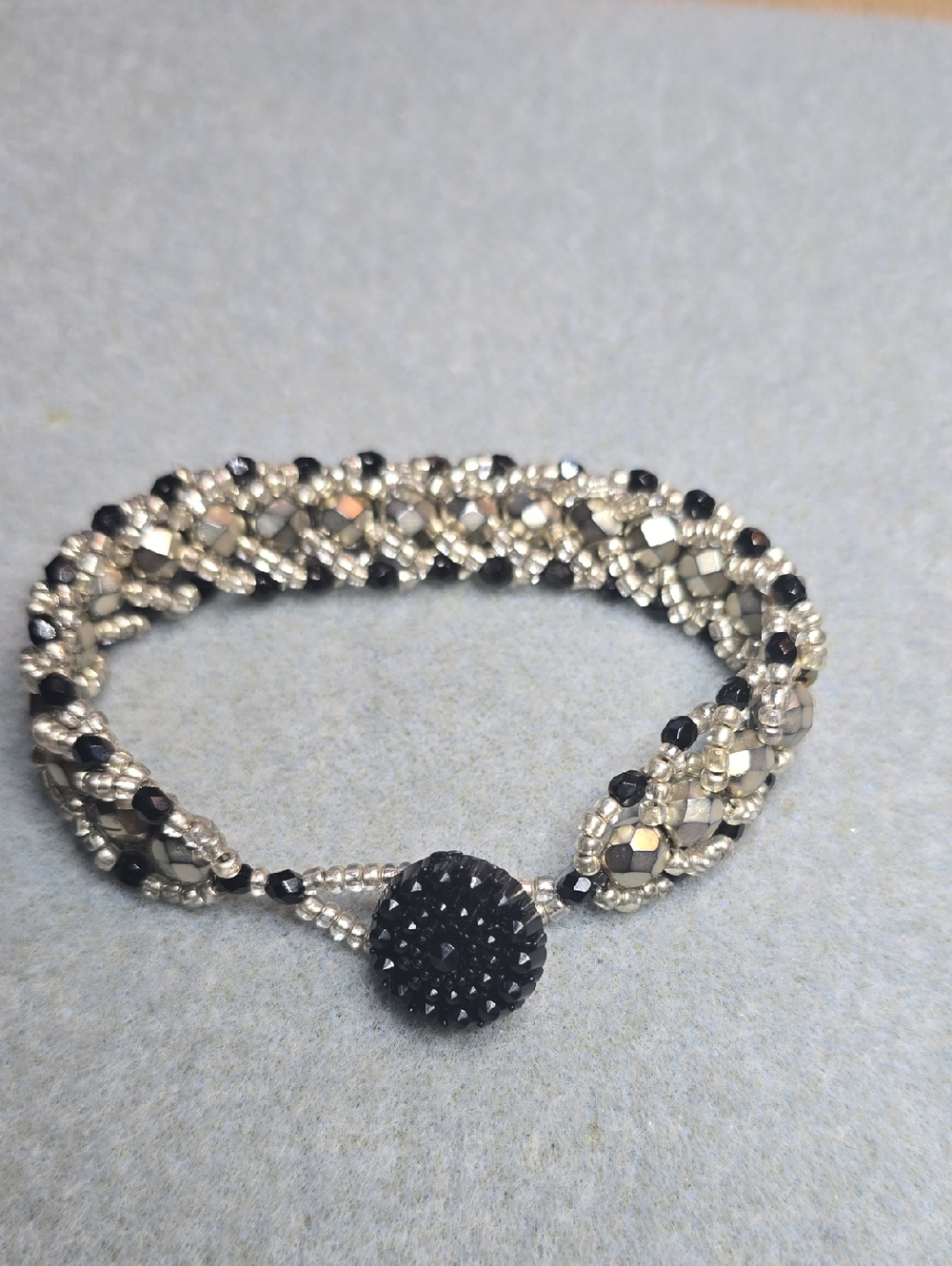 Handmade Silver & Black Bracelet